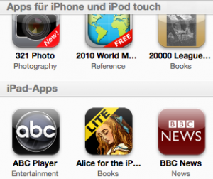 Apps Unterteilung